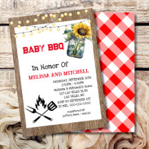 Inbjudan till baby BBQ Par Baby Shower Teme-inbjud