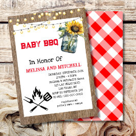 Inbjudan till baby BBQ Par Baby Shower Teme-inbjud