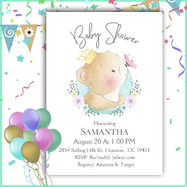 Inbjudan till Baby Bear Blue Boy Baby Shower