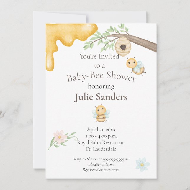 Inbjudan till Baby Bee Baby Shower (Framsida)