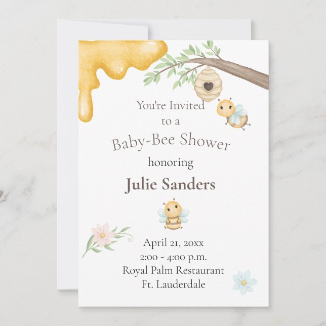 Inbjudan till Baby Bee Baby Shower (Framsida)