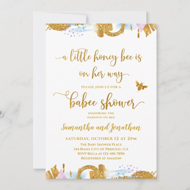 Inbjudan till Baby Bee Baby Shower Little Honung B (Framsida)
