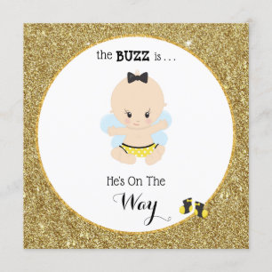 *~* Inbjudan till Baby Bee Glitter Pojke Shower