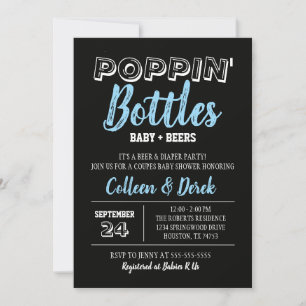 Inbjudan till Baby & Beer Shower Svart och blå