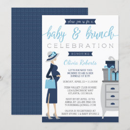 Inbjudan till baby & Bruch Baby Shower, blått, Grå