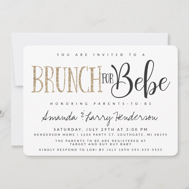 Inbjudan till baby Brunch Baby Shower (Framsida)