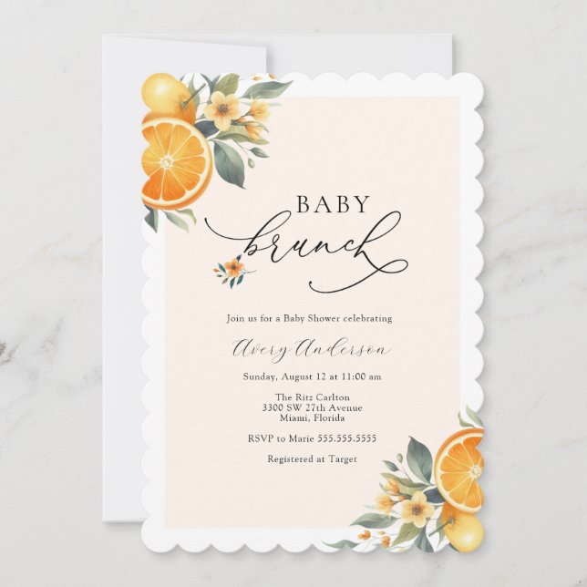Inbjudan till baby Brunch Baby Shower (Framsida)