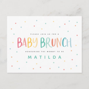 Inbjudan till baby brunch med färgat regnbåge