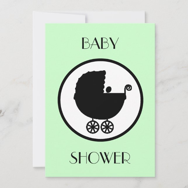 Inbjudan till baby Carriage Silhouette Baby Shower (Framsida)