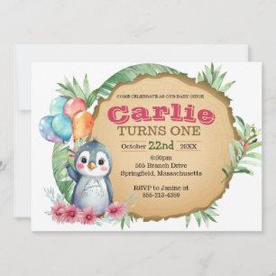 Inbjudan till baby Chick Penguin Birthday Birthday