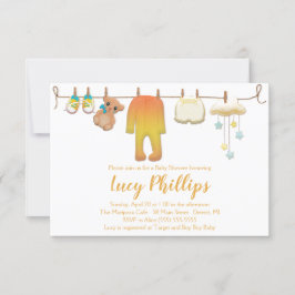 Inbjudan till baby Clothesline Baby Shower
