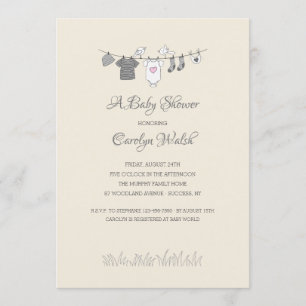 Inbjudan till Baby Clothesline Girl Baby Shower