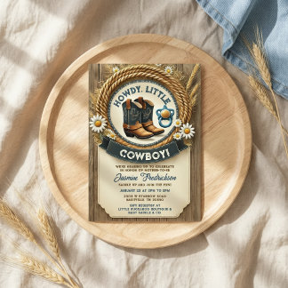 Inbjudan till Baby Cowboy Blue Western Baby Shower