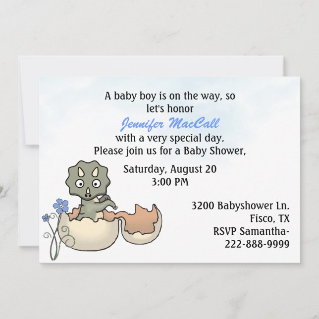 Inbjudan till Baby Dinosaur Baby Shower (Framsida)