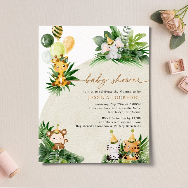 Inbjudan till Baby djur Baby Shower för budgetEleg (Skapare uppladdad)