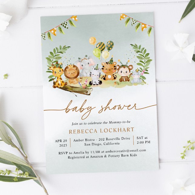 Inbjudan till baby djur Celebrate Boy Baby Shower (Skapare uppladdad)