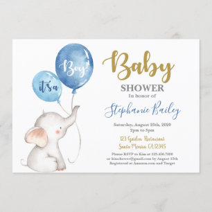 Inbjudan till baby elefant för babyskor