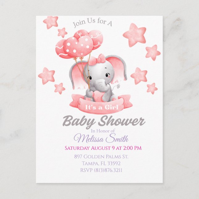 Inbjudan till baby Elephant Baby Shower (Framsida)