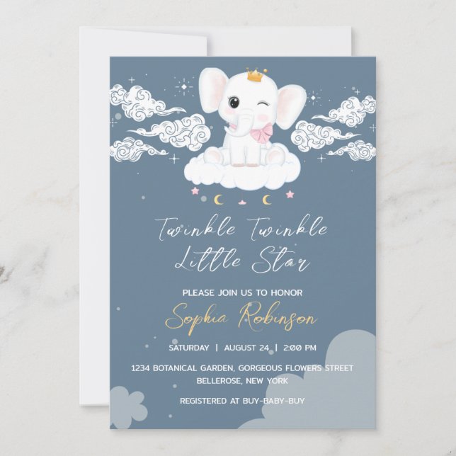 Inbjudan till baby Elephant Baby Shower (Framsida)