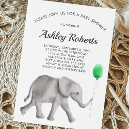 Inbjudan till baby Elephant Baby Shower, Grönt och