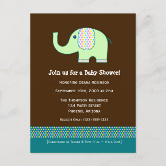 Inbjudan till baby Elephant Baby Shower Vykort