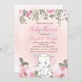 Inbjudan till baby Elephant Blommigt Baby Shower