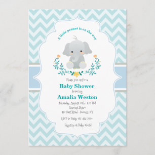 Inbjudan till baby Elephant Boy Baby Shower