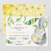 Inbjudan till baby Elephant Jungle Baby Shower