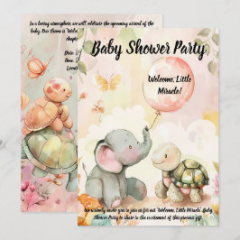 Inbjudan till baby Elephant & Turtle Baby Shower