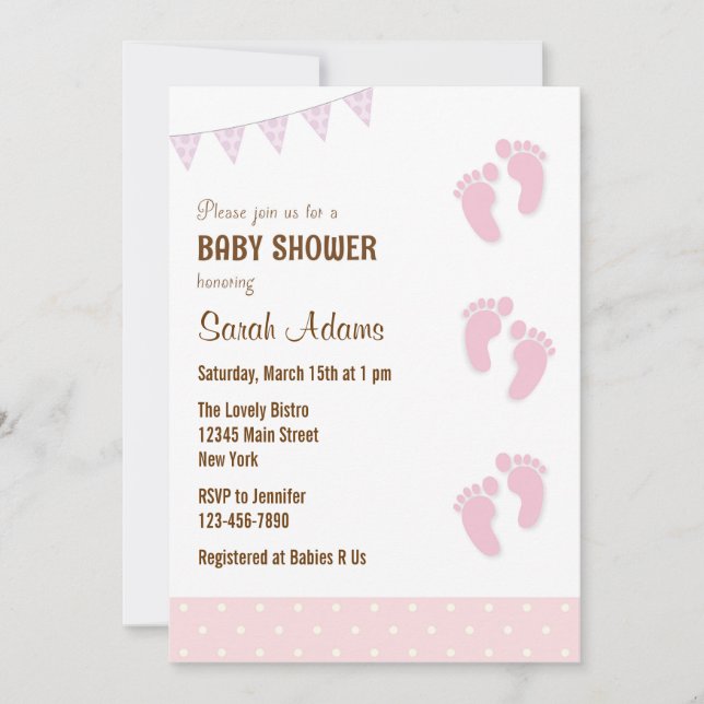 Inbjudan till Baby Feet Baby Shower Pastel (Framsida)