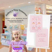 Inbjudan till Baby First Birthday Pastel Rosa Bows