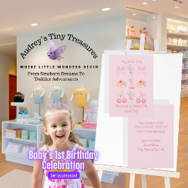 Inbjudan till Baby First Birthday Pastel Rosa Bows
