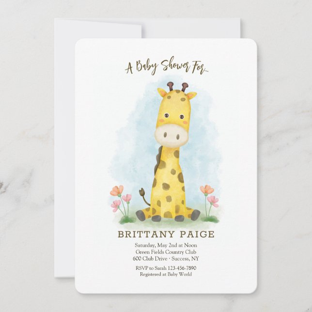 Inbjudan till baby Giraffe Baby Shower (Framsida)