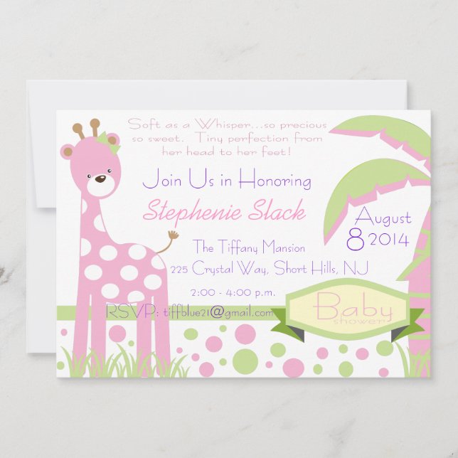 Inbjudan till Baby Giraffe Baby Shower (Framsida)