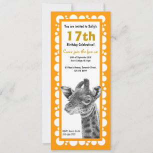 Inbjudan till Baby Giraffe Birthday Retro Circles