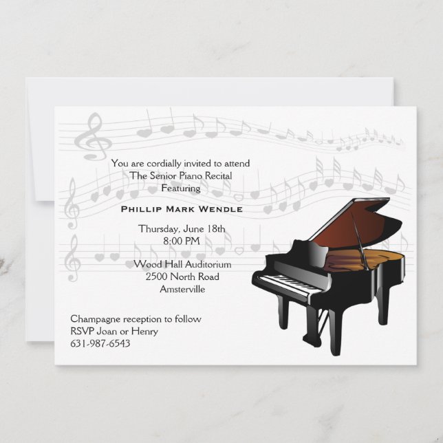 Inbjudan till Baby Grand Piano (Framsida)