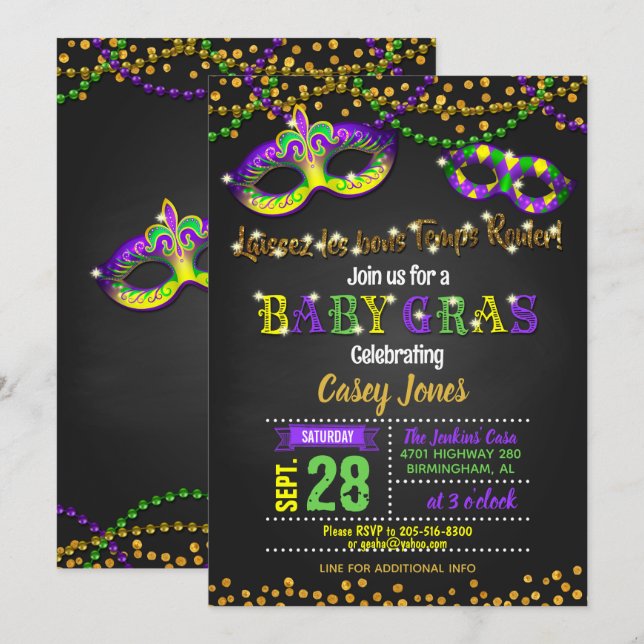 Inbjudan till baby Gras Baby Shower (Fram/baksida)