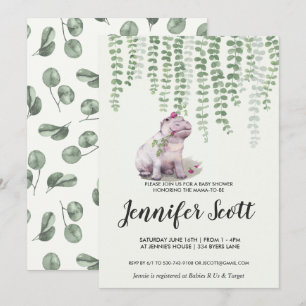Inbjudan till Baby Hippo Jungle Baby Shower