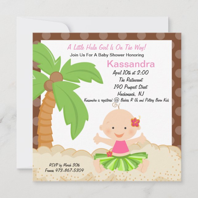 Inbjudan till Baby Hula Girl Baby Shower (Framsida)