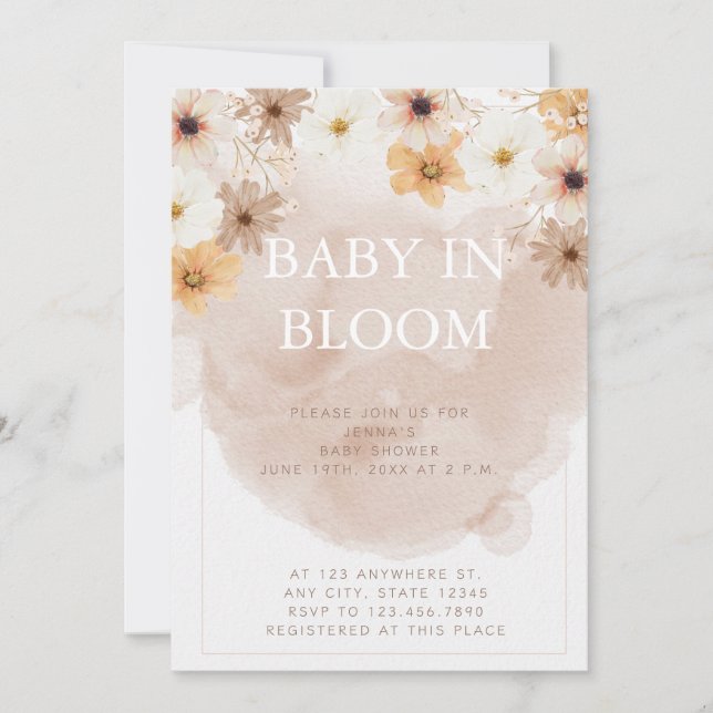 Inbjudan till baby i Bloom Baby Shower (Framsida)
