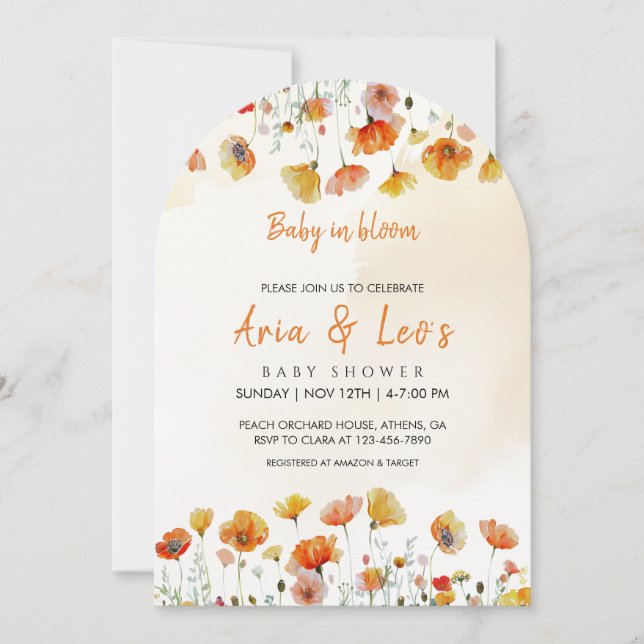 Inbjudan till baby i Bloom Baby Shower (Framsida)
