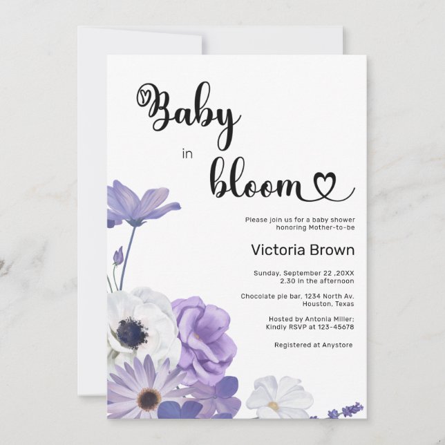 Inbjudan till baby i Bloom Baby Shower (Framsida)