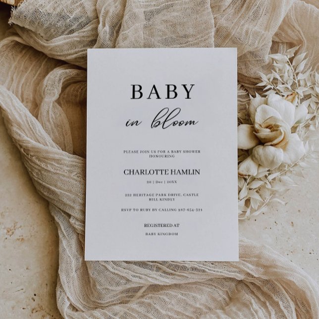 Inbjudan till baby i Bloom Baby Shower (Baby in Bloom Baby Shower Invitation)