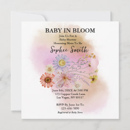 Inbjudan till baby i bloom Wildblomma Baby Shower