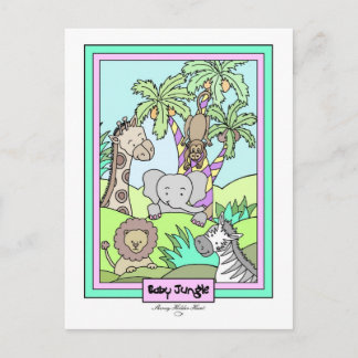 Inbjudan till Baby-jungle 25-babyskabinje - anpass Vykort