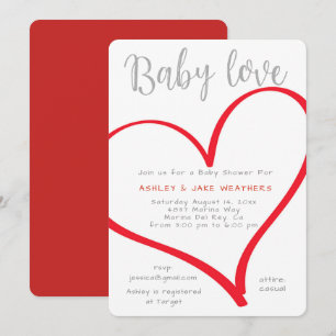 Inbjudan till baby Kärlek Heart Baby Shower