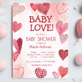 Inbjudan till Baby Kärlek Valentine Theme Baby Sho