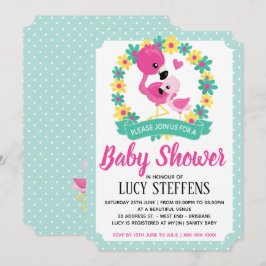 Inbjudan till baby och Mamma Flamingo Baby Shower