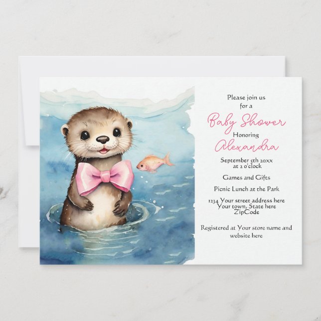 Inbjudan till Baby Otter Baby Shower (Framsida)