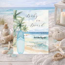 Inbjudan till baby på surfbords babypojke Shower